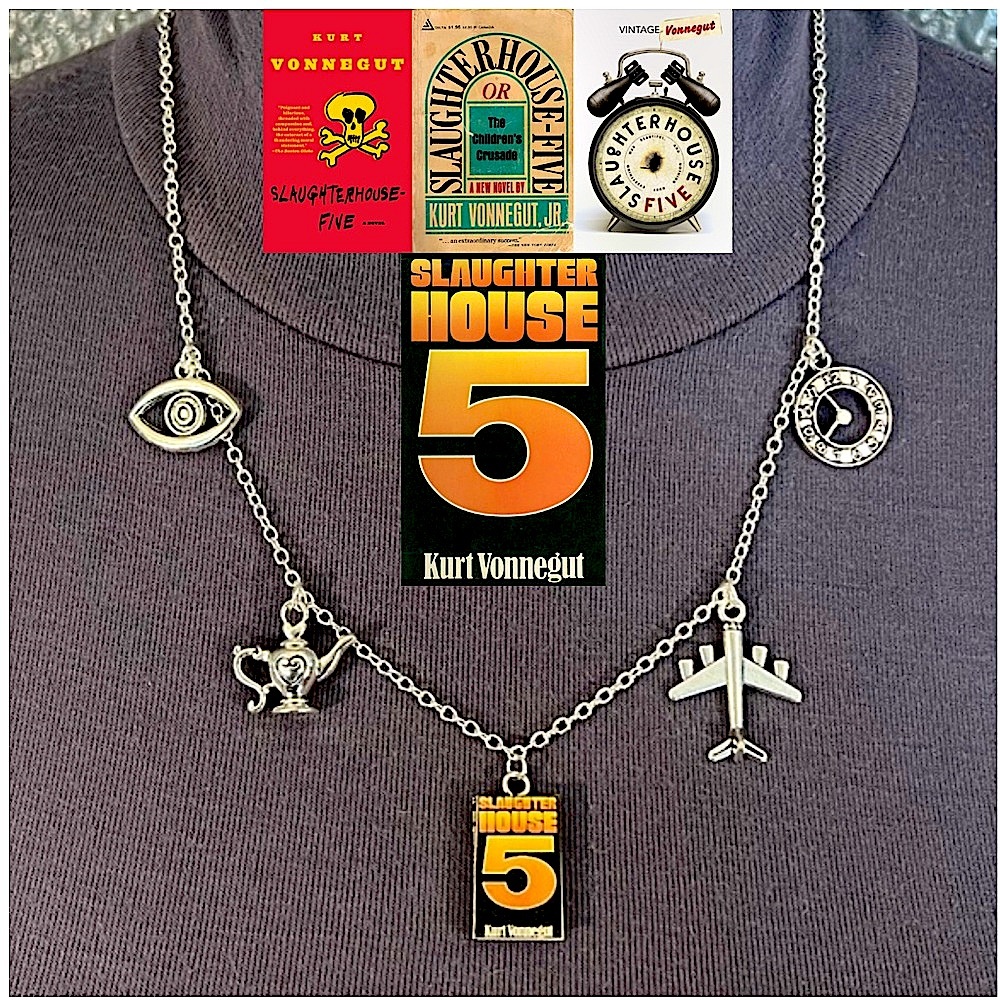 Slaughterhouse 5 Kurt Vonnegut Handmade Literature Silver Necklace, Book Cover
